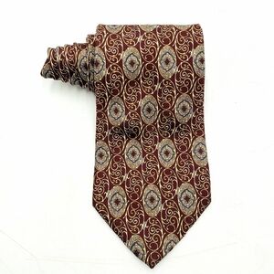 Christian Dior Silk Mens Neck Tie French Ferronnerie Red Blue Gold Designer Luxe